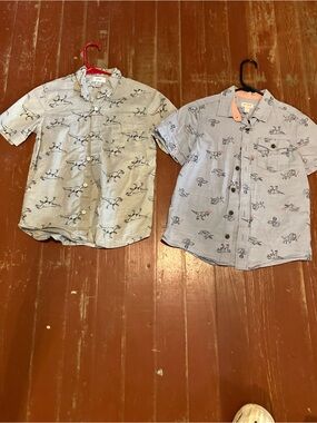 Old Navy Light Blue Boys' Short-Sleeve Printed Button Shirt